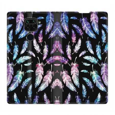 Housse Cuir Portefeuille Pour Xiaomi Redmi Note 9 Psychedelic Plume