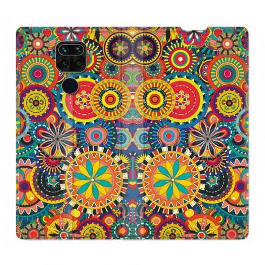 Housse Cuir Portefeuille Pour Xiaomi Redmi Note 9 Psychedelic Roue