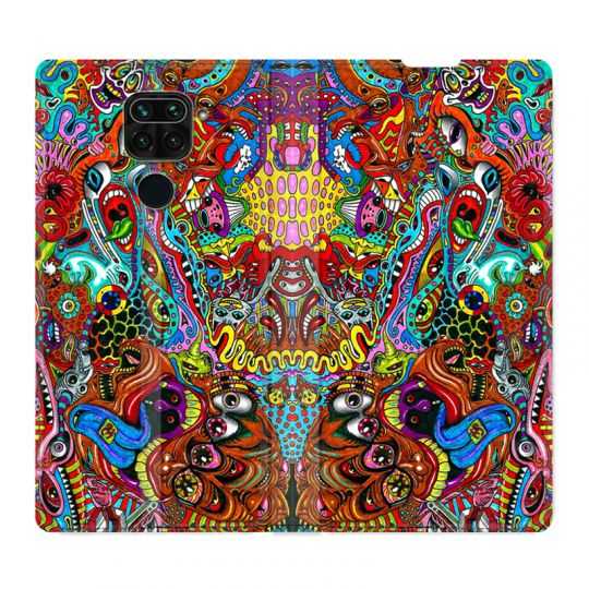Housse Cuir Portefeuille Pour Xiaomi Redmi Note 9 Psychedelic Yeux