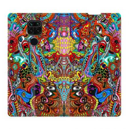 Housse Cuir Portefeuille Pour Xiaomi Redmi Note 9 Psychedelic Yeux