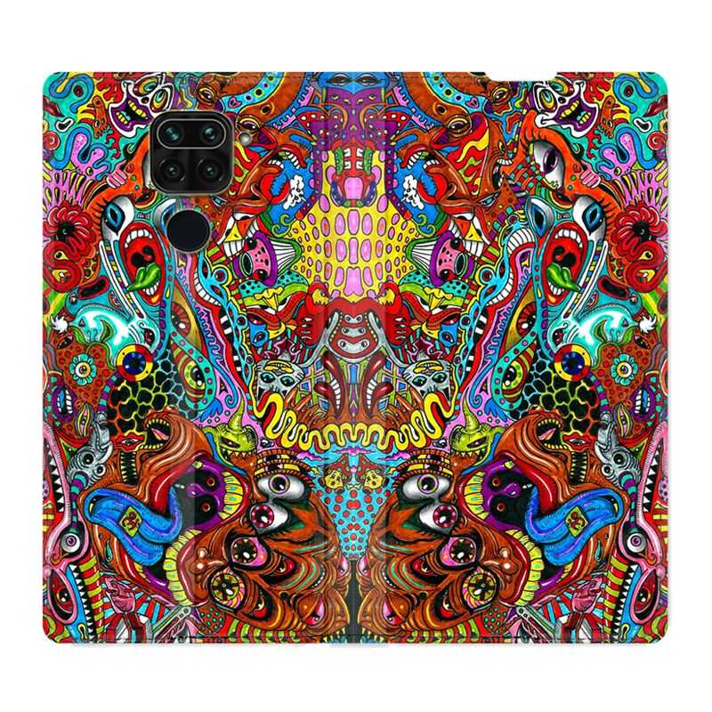 Housse Cuir Portefeuille Pour Xiaomi Redmi Note 9 Psychedelic Yeux