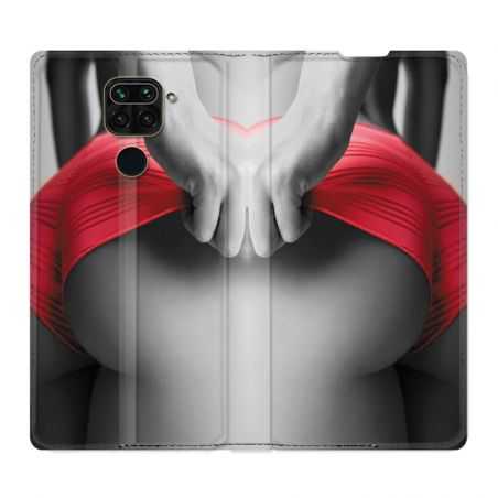 Housse Cuir Portefeuille Pour Xiaomi Redmi Note 9 Sexy Tanga Rouge