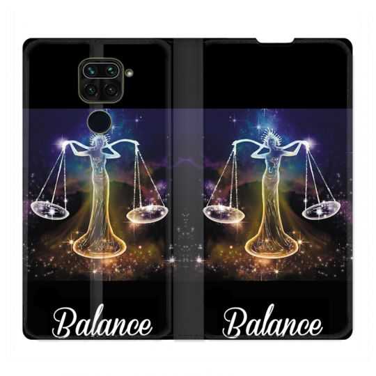 Housse Cuir Portefeuille Pour Xiaomi Redmi Note 9 Signe Zodiaque 2 Balance