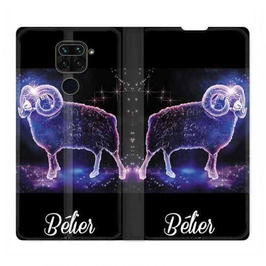 Housse Cuir Portefeuille Pour Xiaomi Redmi Note 9 Signe Zodiaque 2 Bélier