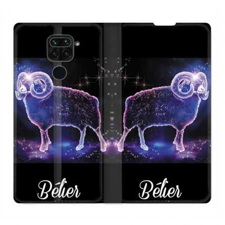 Housse Cuir Portefeuille Pour Xiaomi Redmi Note 9 Signe Zodiaque 2 Bélier