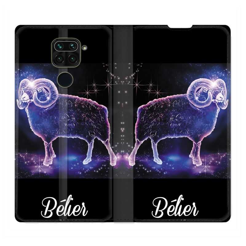 Housse Cuir Portefeuille Pour Xiaomi Redmi Note 9 Signe Zodiaque 2 Bélier