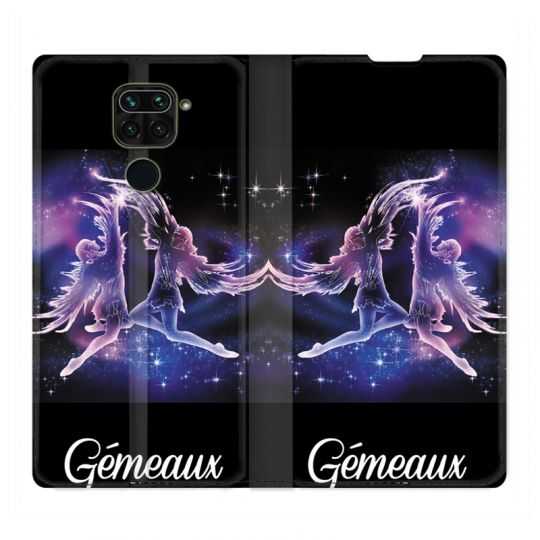 Housse Cuir Portefeuille Pour Xiaomi Redmi Note 9 Signe Zodiaque 2 Gémeaux
