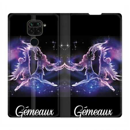 Housse Cuir Portefeuille Pour Xiaomi Redmi Note 9 Signe Zodiaque 2 Gémeaux