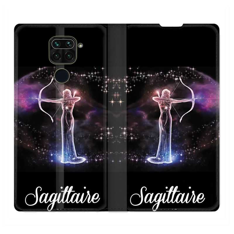 Housse Cuir Portefeuille Pour Xiaomi Redmi Note 9 Signe Zodiaque 2 Sagittaire