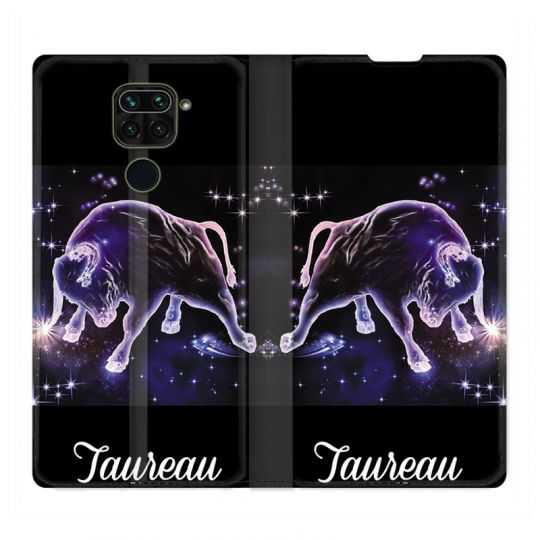 Housse Cuir Portefeuille Pour Xiaomi Redmi Note 9 Signe Zodiaque 2 Taureau