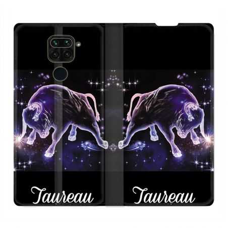 Housse Cuir Portefeuille Pour Xiaomi Redmi Note 9 Signe Zodiaque 2 Taureau