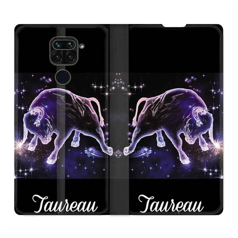 Housse Cuir Portefeuille Pour Xiaomi Redmi Note 9 Signe Zodiaque 2 Taureau
