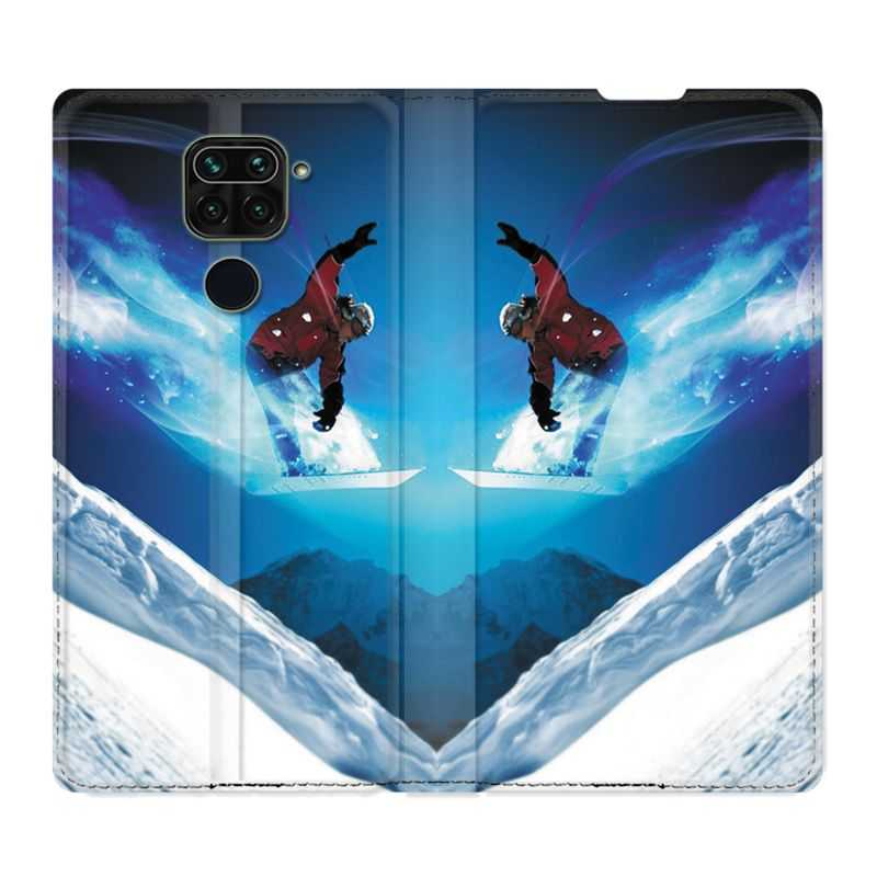 Housse Cuir Portefeuille Pour Xiaomi Redmi Note 9 Snowboard Saut