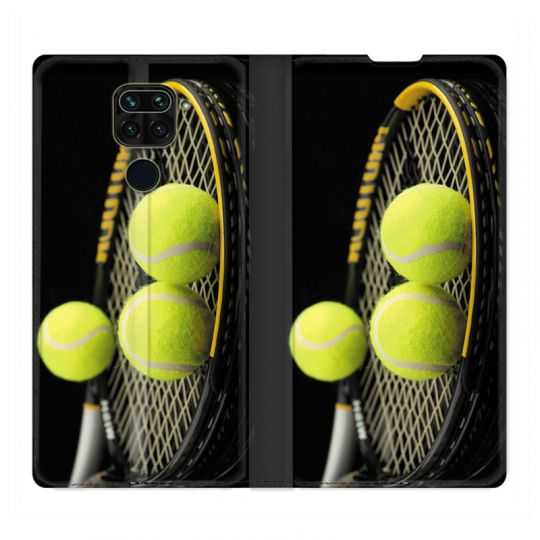 Housse Cuir Portefeuille Pour Xiaomi Redmi Note 9 Tennis Balls