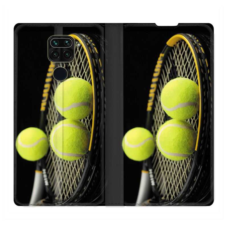 Housse Cuir Portefeuille Pour Xiaomi Redmi Note 9 Tennis Balls