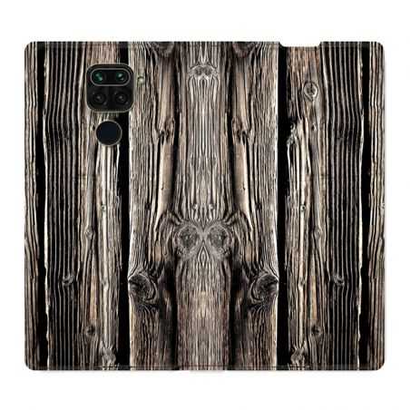 Housse Cuir Portefeuille Pour Xiaomi Redmi Note 9 Texture Bois