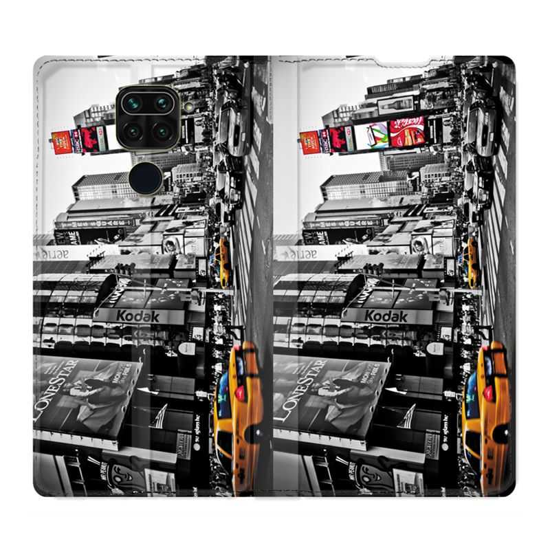 Housse Cuir Portefeuille Pour Xiaomi Redmi Note 9 Amerique USA New York Taxi