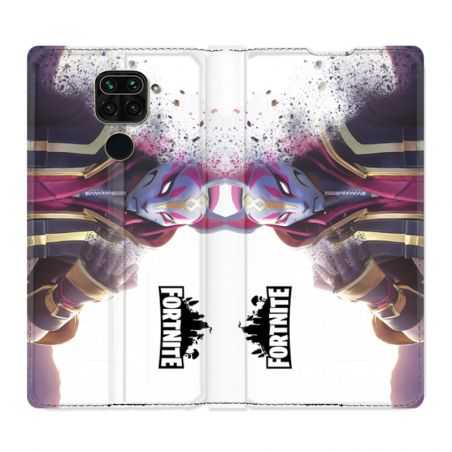 Housse Cuir Portefeuille Pour Xiaomi Redmi Note 9 Fortnite Blanc