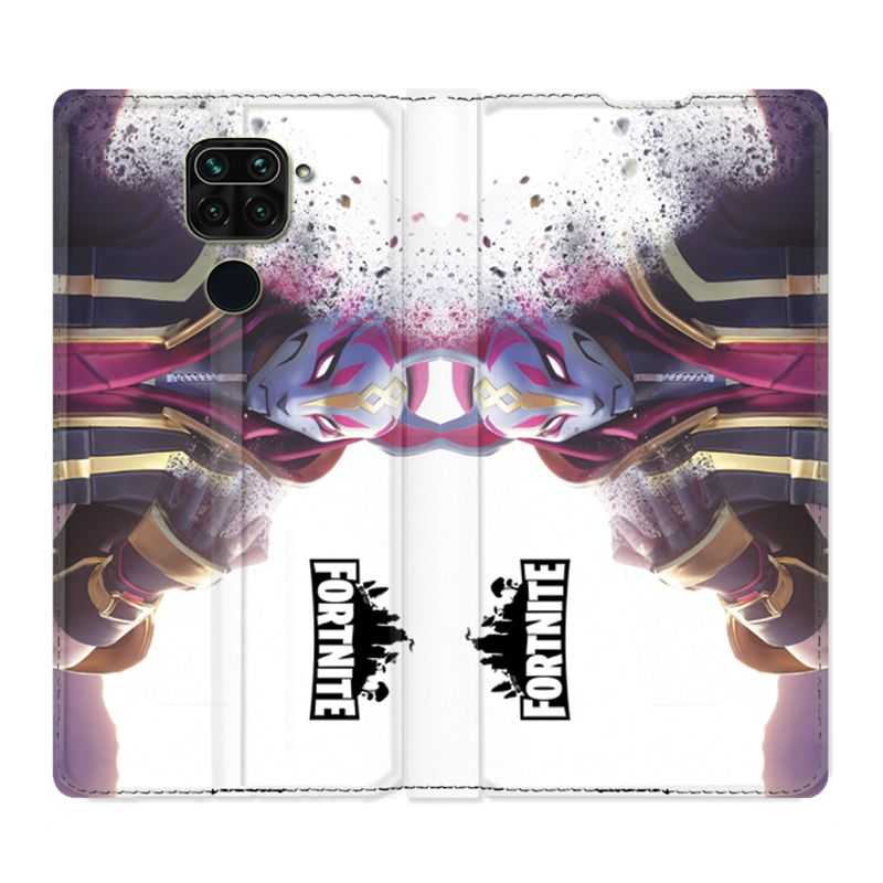 Housse Cuir Portefeuille Pour Xiaomi Redmi Note 9 Fortnite Blanc