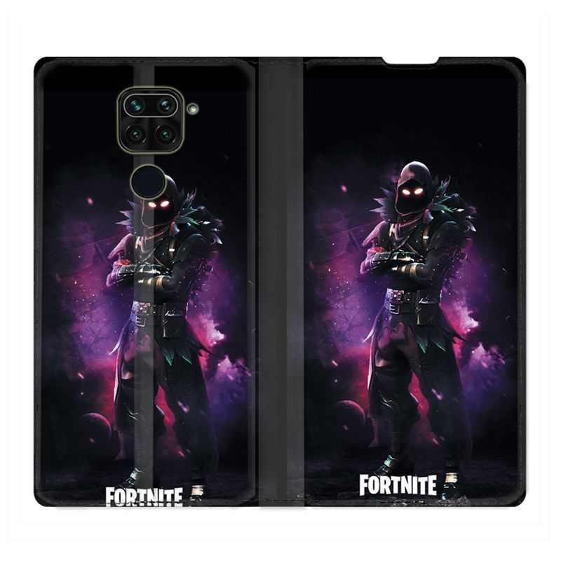 Housse Cuir Portefeuille Pour Xiaomi Redmi Note 9 Fortnite Raven