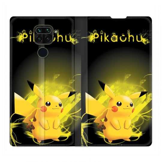 Housse Cuir Portefeuille Pour Xiaomi Redmi Note 9 Pokemon Pikachu Eclair