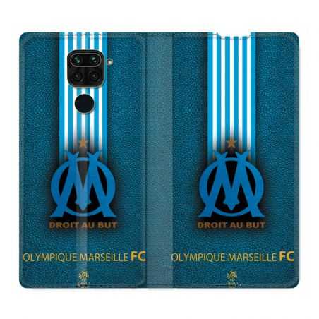 Housse Cuir Portefeuille Pour Xiaomi Redmi Note 9 Olympique Marseille OM Bande
