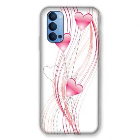 Coque Pour Oppo Reno 4 Coeur Rose Montant sur Blanc