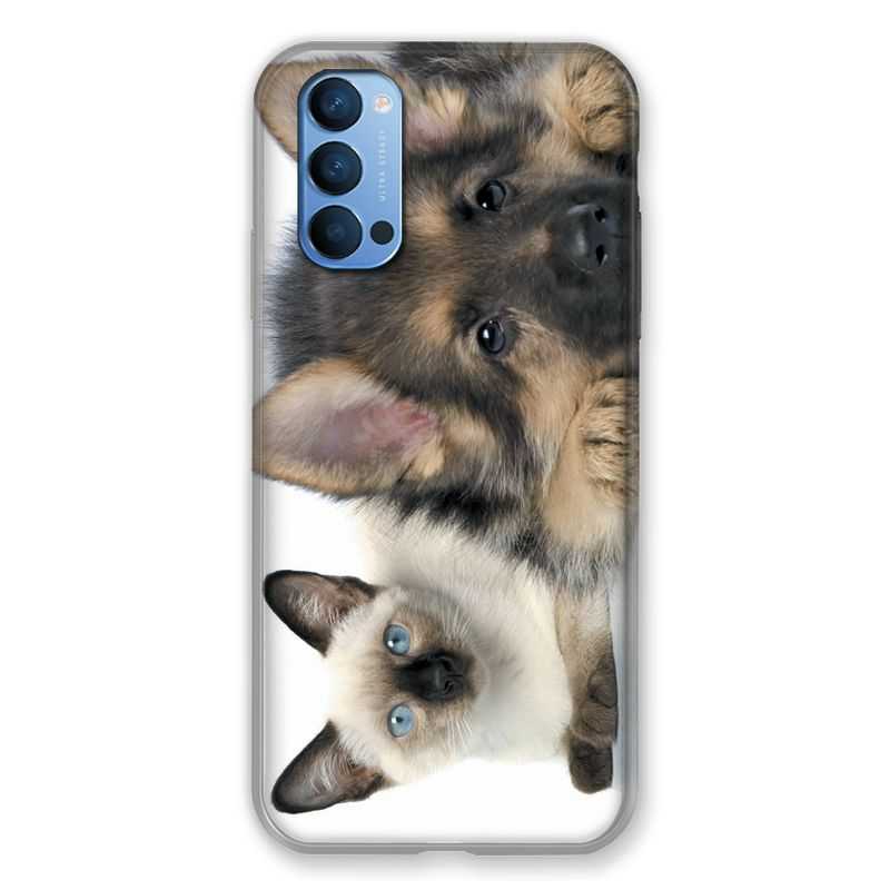 Coque Pour Oppo Reno 4 Chien vs Chat