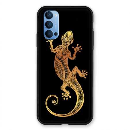 Coque Pour Oppo Reno 4 Animaux Maori Lezard Noir