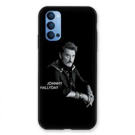 Coque Pour Oppo Reno 4 Johnny Hallyday Noir