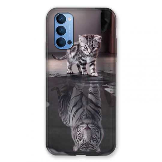 Coque Pour Oppo Reno 4 Chat Reflet