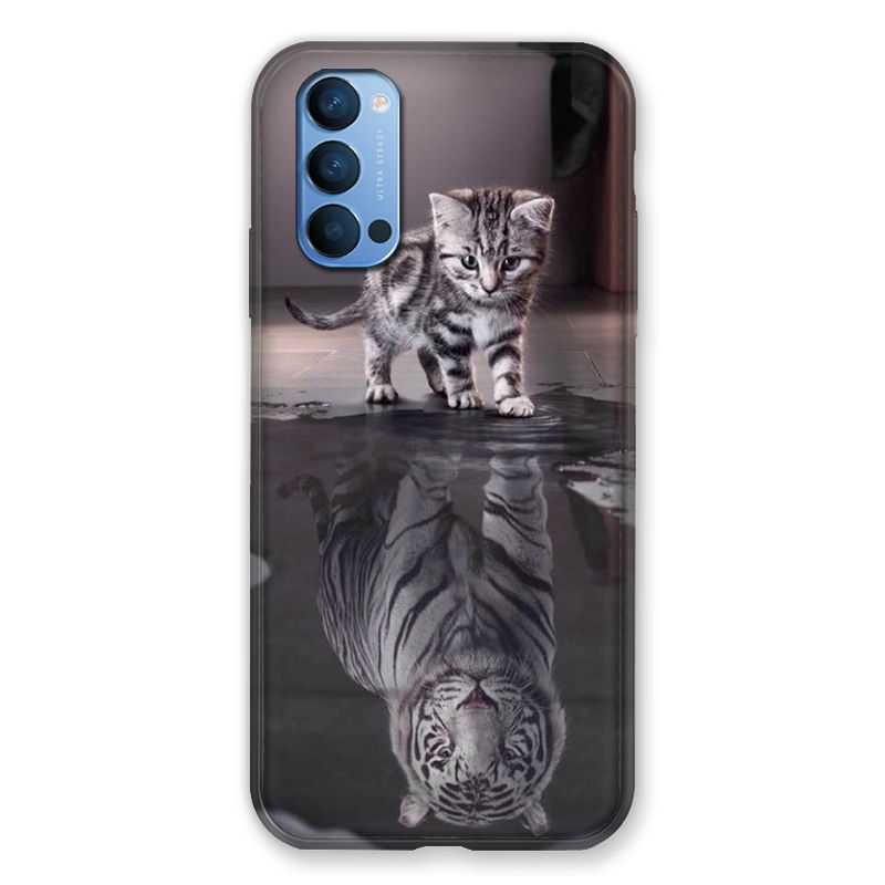 Coque Pour Oppo Reno 4 Chat Reflet