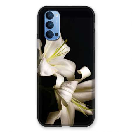 Coque Pour Oppo Reno 4 Fleur Lys Noir