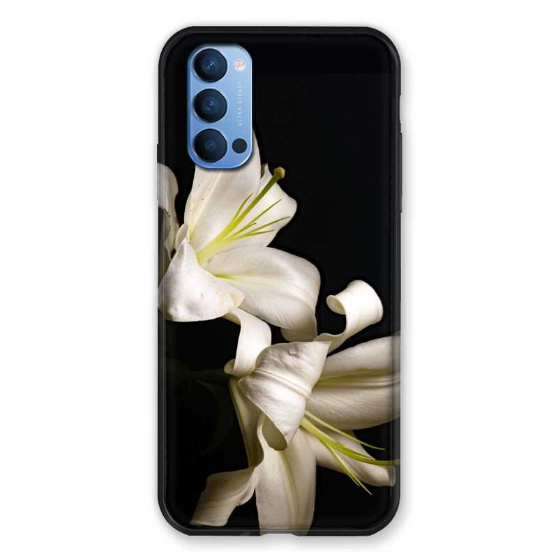 Coque Pour Oppo Reno 4 Fleur Lys Noir