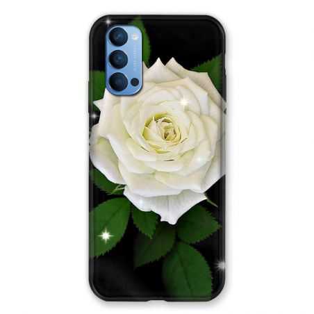 Coque Pour Oppo Reno 4 Fleur Rose Blanche
