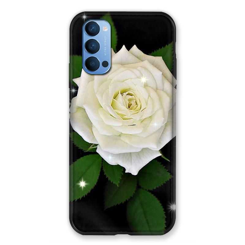 Coque Pour Oppo Reno 4 Fleur Rose Blanche