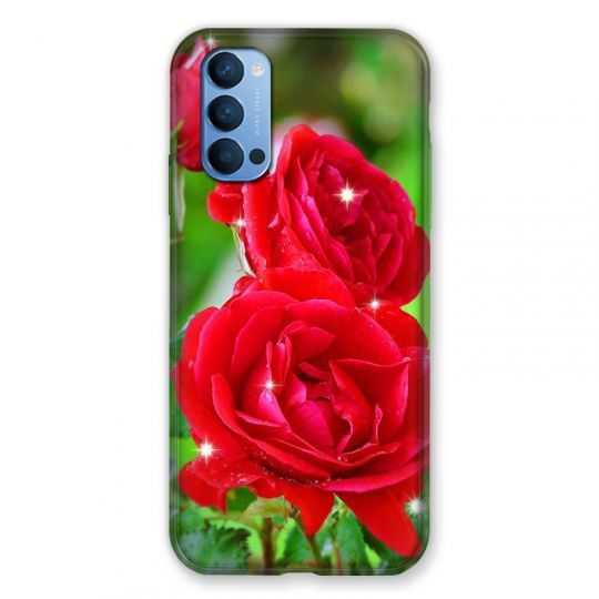 Coque Pour Oppo Reno 4 Fleur Rose Rouge