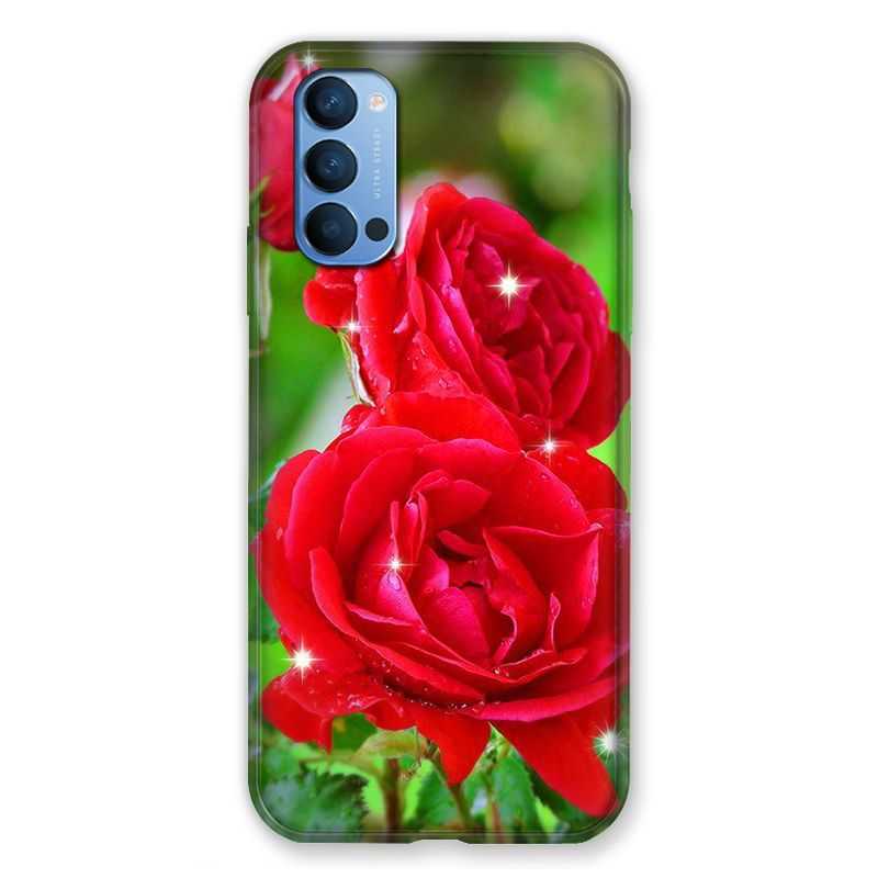 Coque Pour Oppo Reno 4 Fleur Rose Rouge