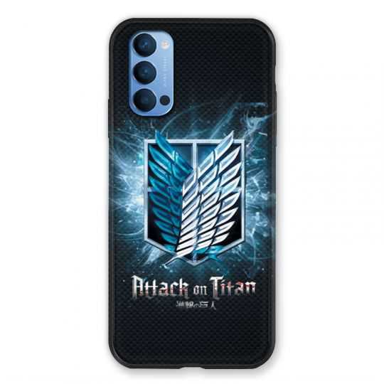Coque Pour Oppo Reno 4 Manga Attaque Titans Noir