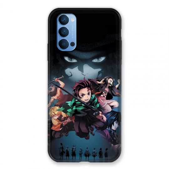 Coque Pour Oppo Reno 4 Manga Demon Slayer Noir