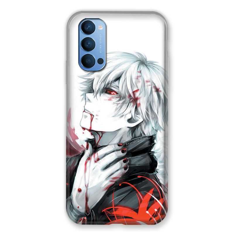Coque Pour Oppo Reno 4 Manga Kaneki Blanc