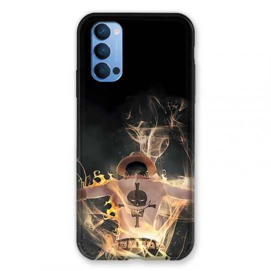 Coque Pour Oppo Reno 4 Manga One Piece Ace Noir
