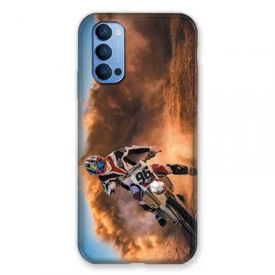 Coque Pour Oppo Reno 4 Moto Cross Blanc