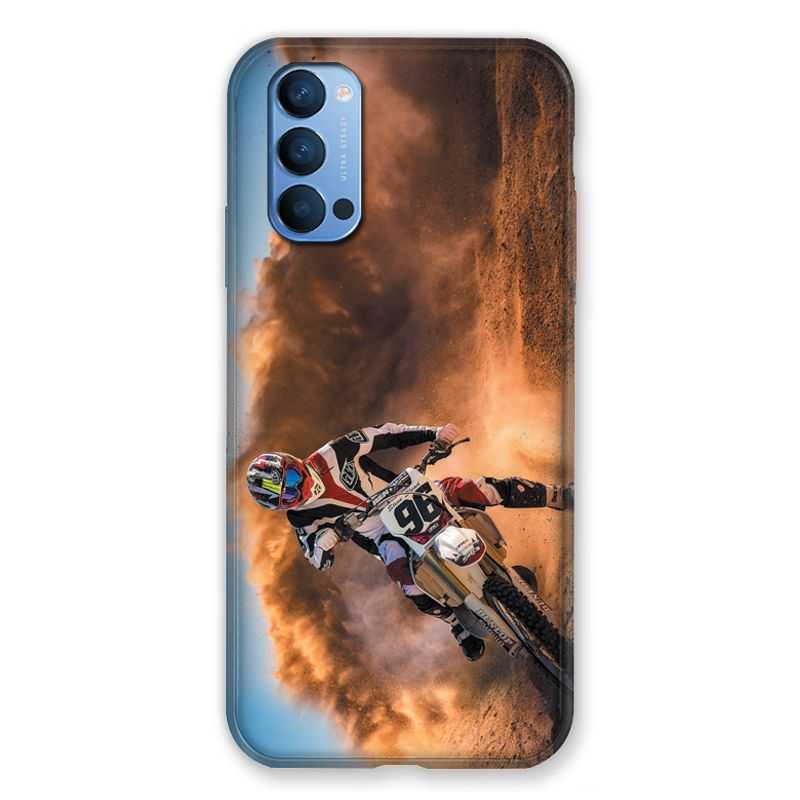 Coque Pour Oppo Reno 4 Moto Cross Blanc