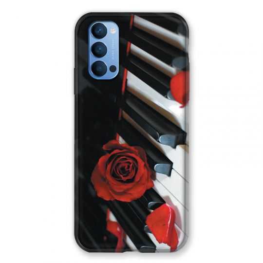 Coque Pour Oppo Reno 4 Musique Rose Piano