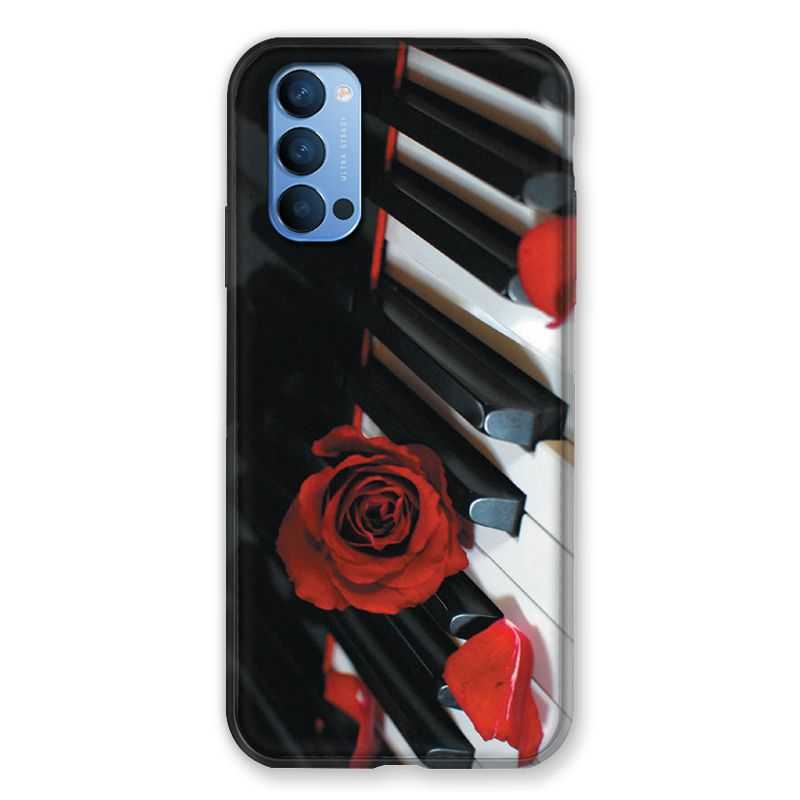 Coque Pour Oppo Reno 4 Musique Rose Piano