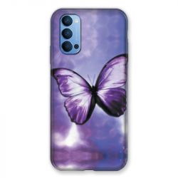 Coque Pour Oppo Reno 4 Papillon Violet et Blanc