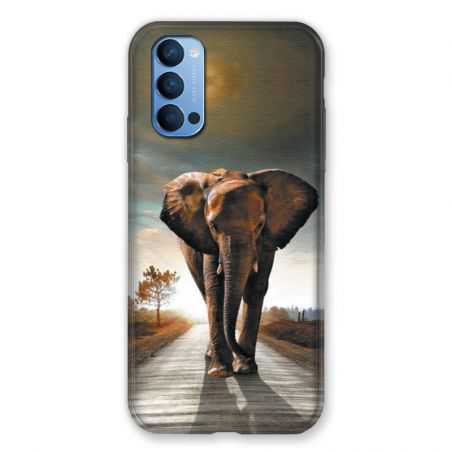 Coque Pour Oppo Reno 4 Savane Elephant Route