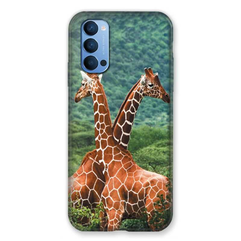 Coque Pour Oppo Reno 4 Savane Girafe Duo