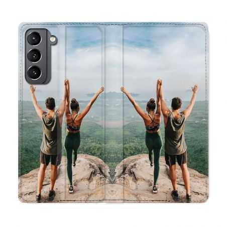 Housse Cuir Portefeuille Pour Samsung Galaxy S21 Personnalisee